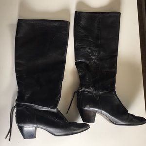 Black calf high boots